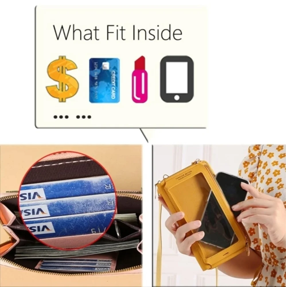 Small Crossbody Bag Touch Screen Phone‎ Case, Cellphone Purse Wallet PU Leather